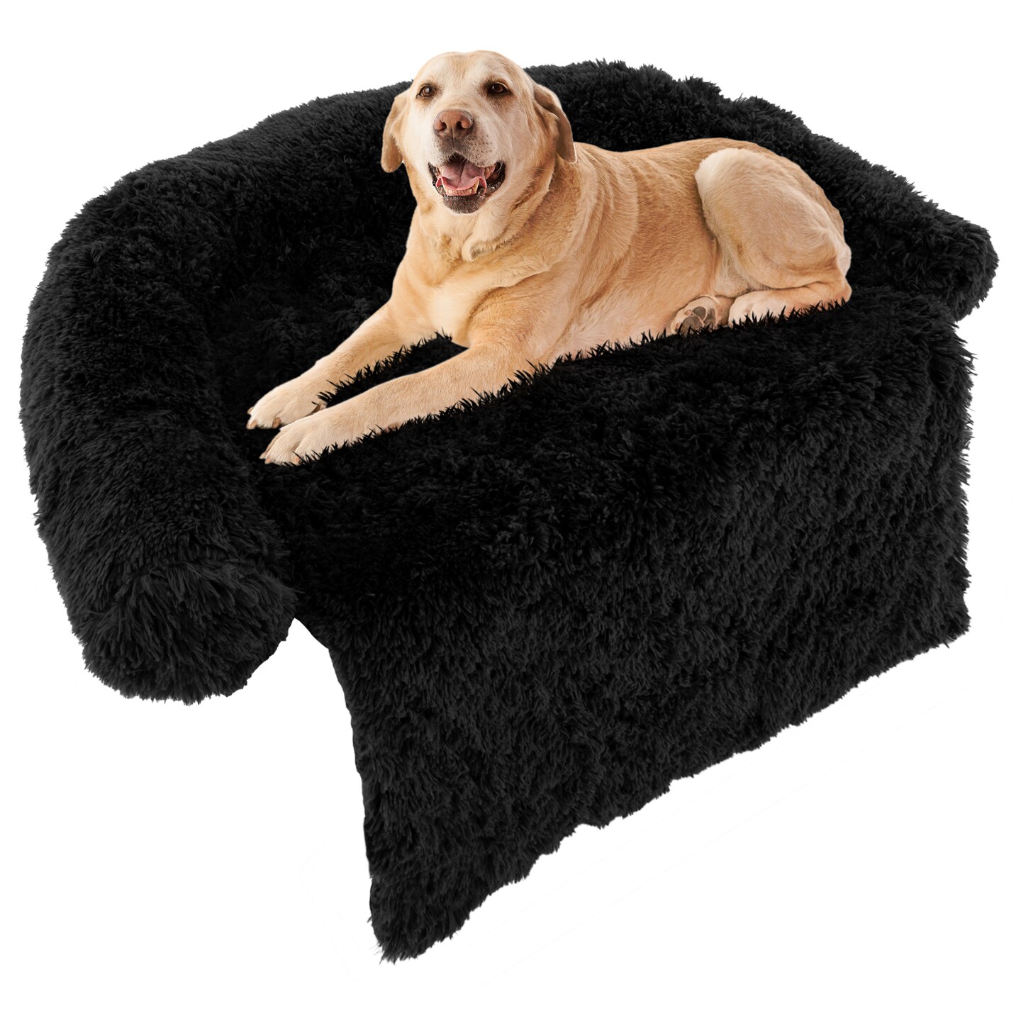 Plush Calming Dog Couch Bed with Removable and Washable Zipper Cover