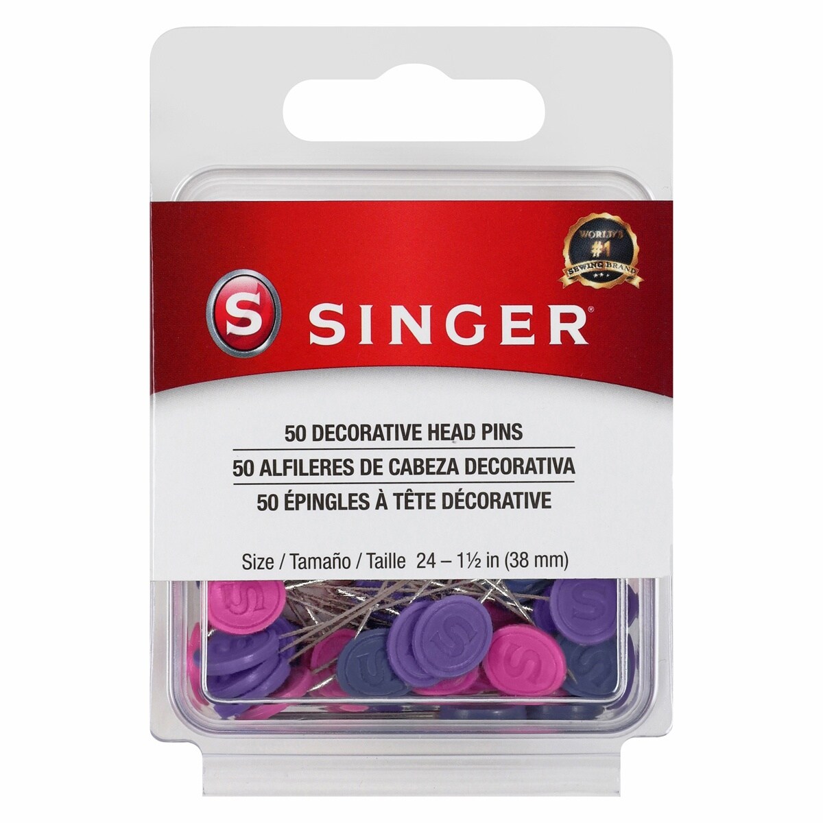 SINGER Decorative Head Straight Pins  -50/Pkg