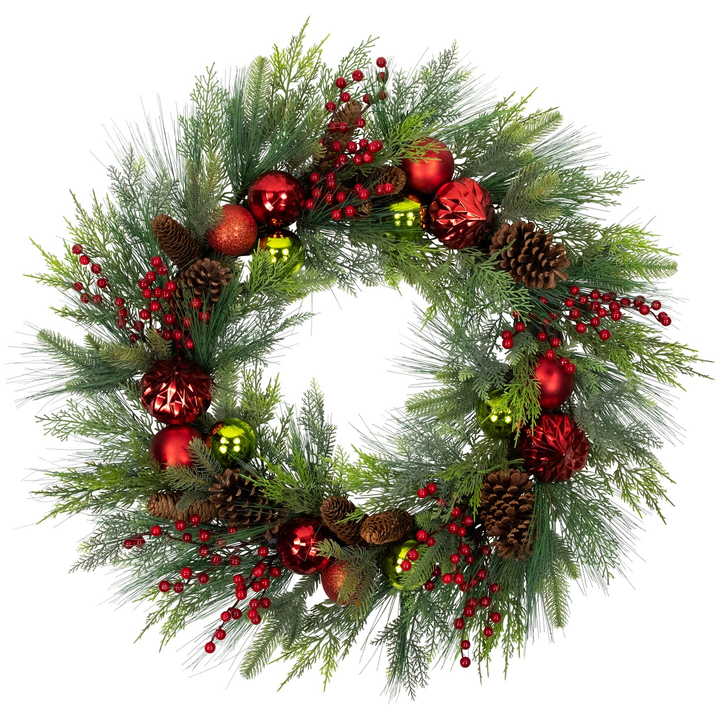Northlight Real Touch&#x2122; Berries, Pinecones and Ornaments Artificial Christmas Wreath - 36&#x22; - Unlit