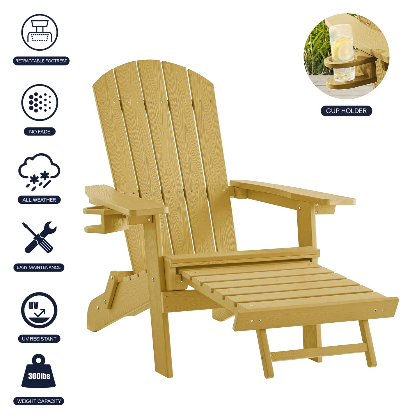 Taven Adirondack Chair With Cup Holder