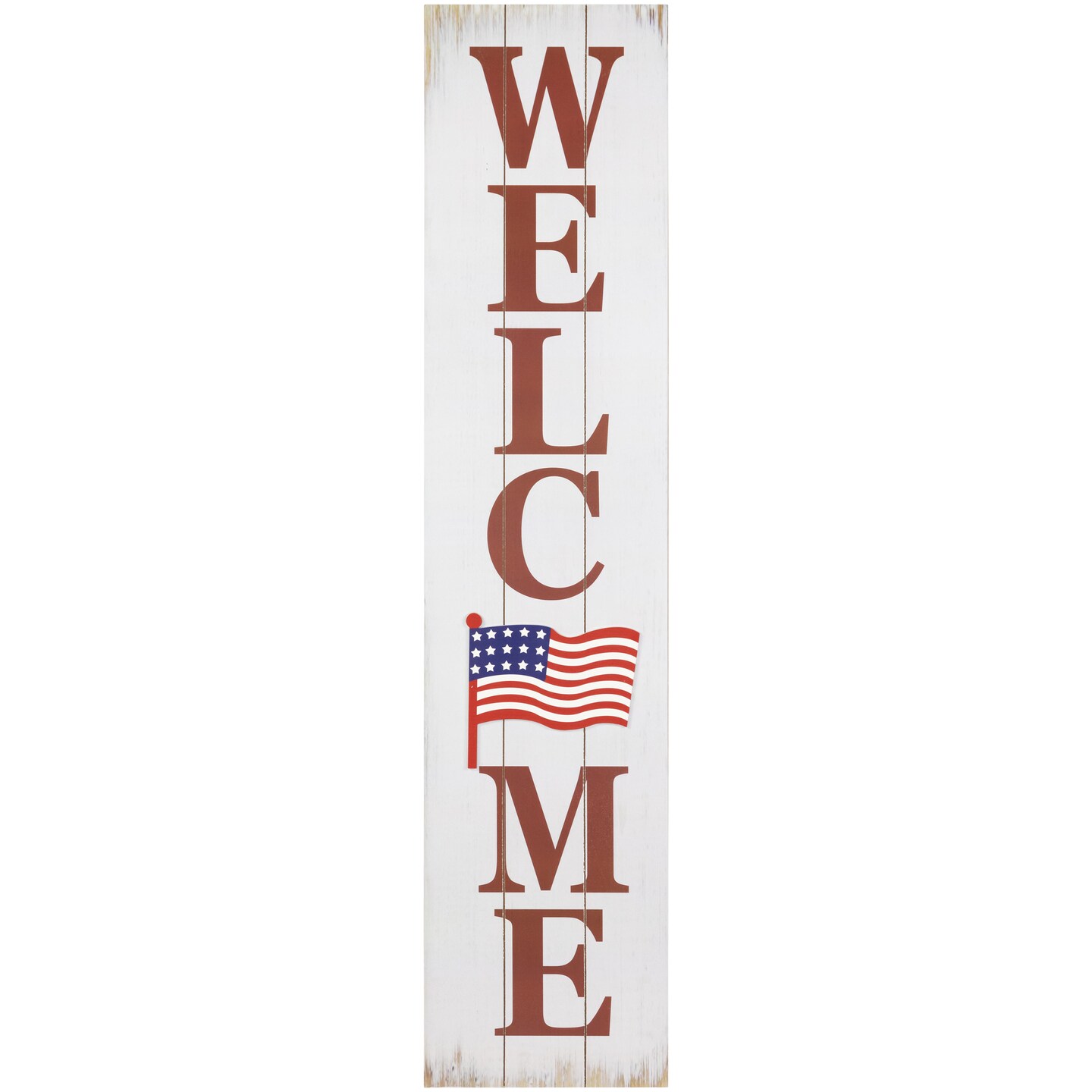 Northlight 36&#x22; Welcome USA Flag Americana Wooden Porch Board Sign Decoration