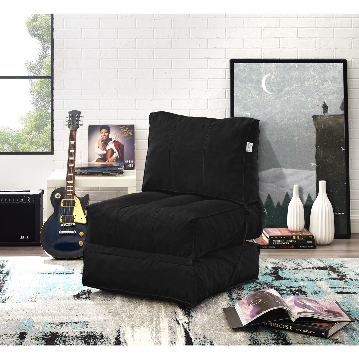 Cloudy Nylon Bean Bag Chair/ Foam Sofa/ Lounge Convertable Chair/ Sleeper Chair/ Memory Foam Sofa/ Flip Chair