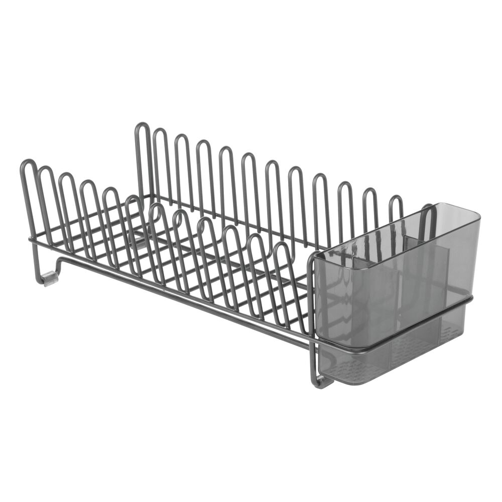 mDesign Compact Countertop, Sink Dish Drying Rack Caddy