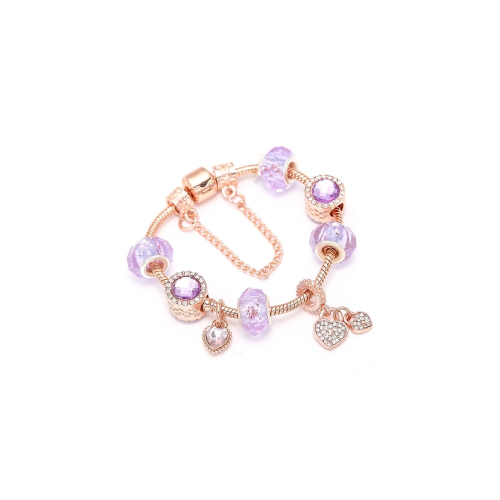 Yeidid International 18K Rose Gold Plated Crystal Charm Bracelet With Swarovski Elements