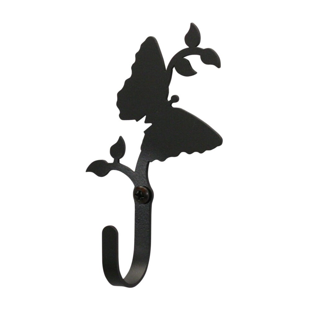 Village Wrought Iron Home Indoor Modern Decorative Black Butterfly - Wall Hook Small