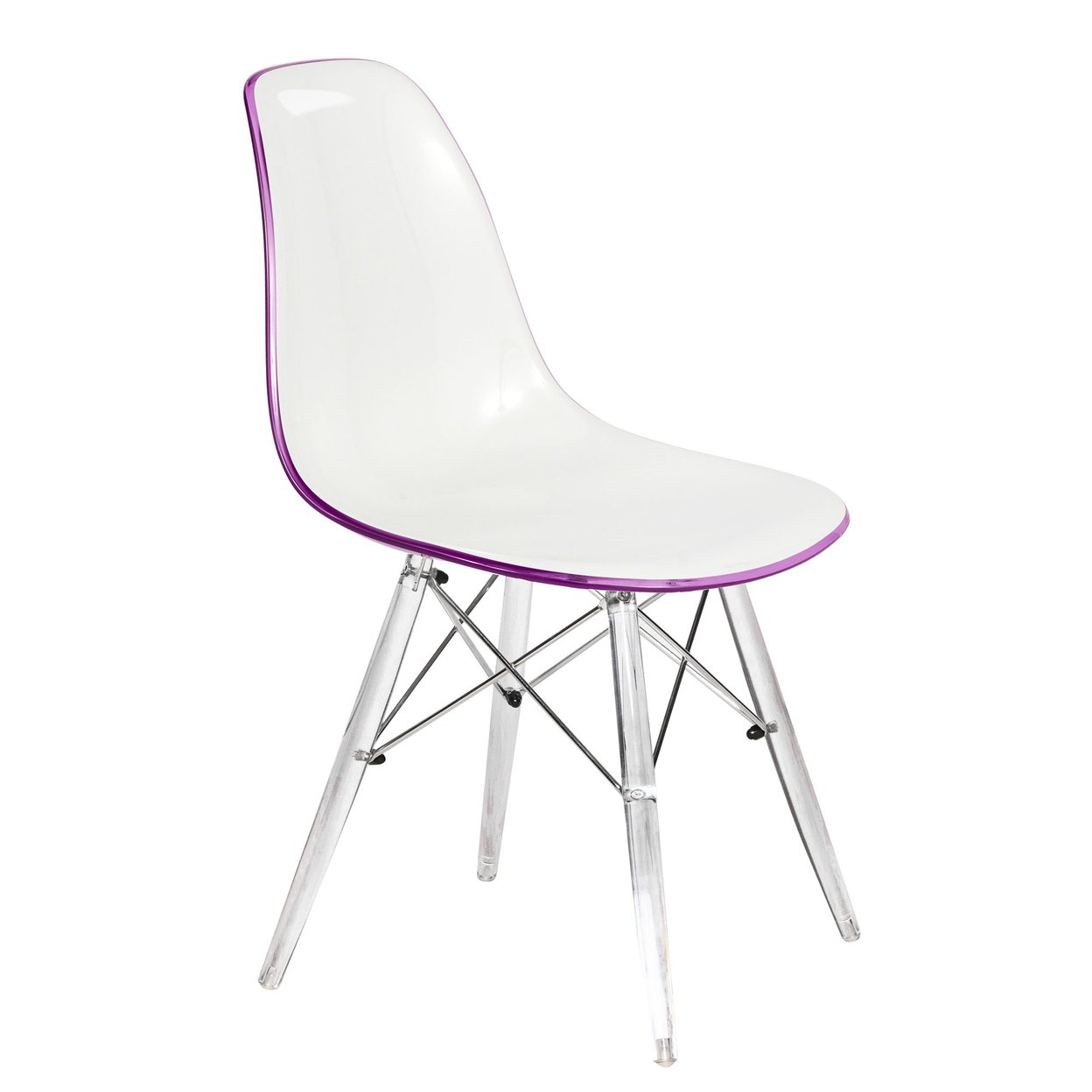 Leisuremod Home Furniture Dover Molded Side Chair with Acrylic Base - White Purple