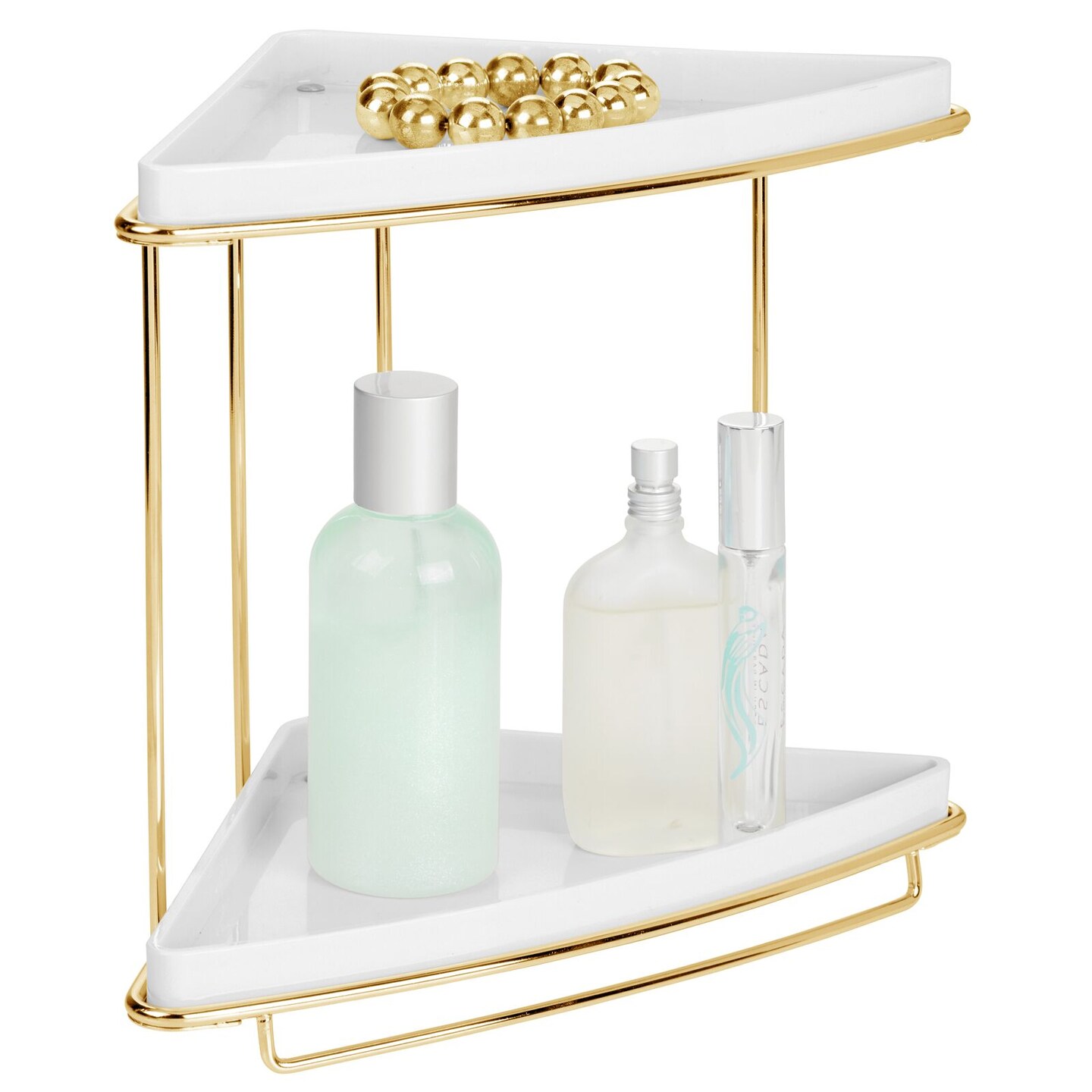 mDesign Plastic Corner Bathroom Vanity Counter Storage Shelf