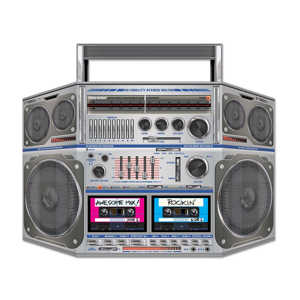 Party Central Pack of 6 Rockin' 80's Cassette Player Boom Box Stand-Up Party Decorations 37"