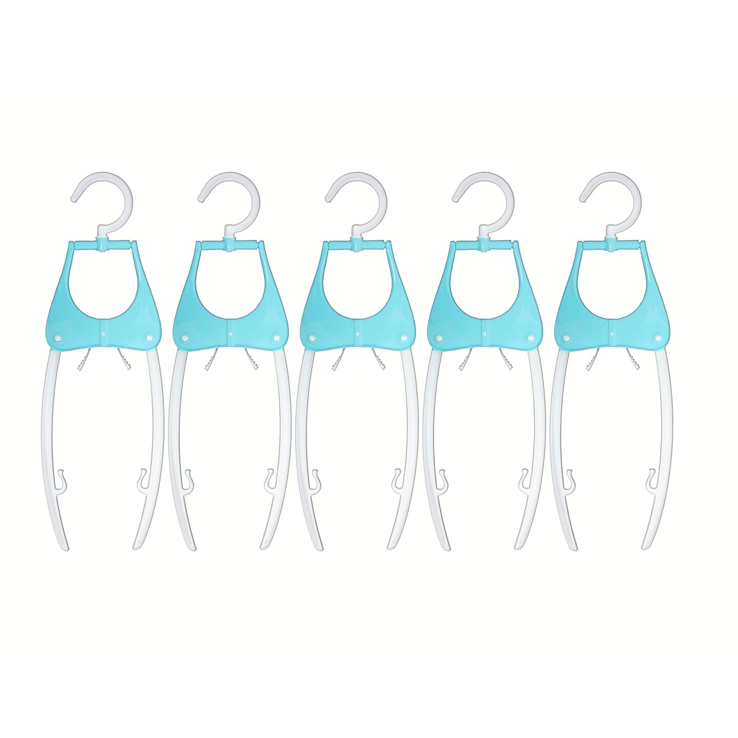 Basicwise Pack of 5 Foldable Portable Plastic Hangers for Travel