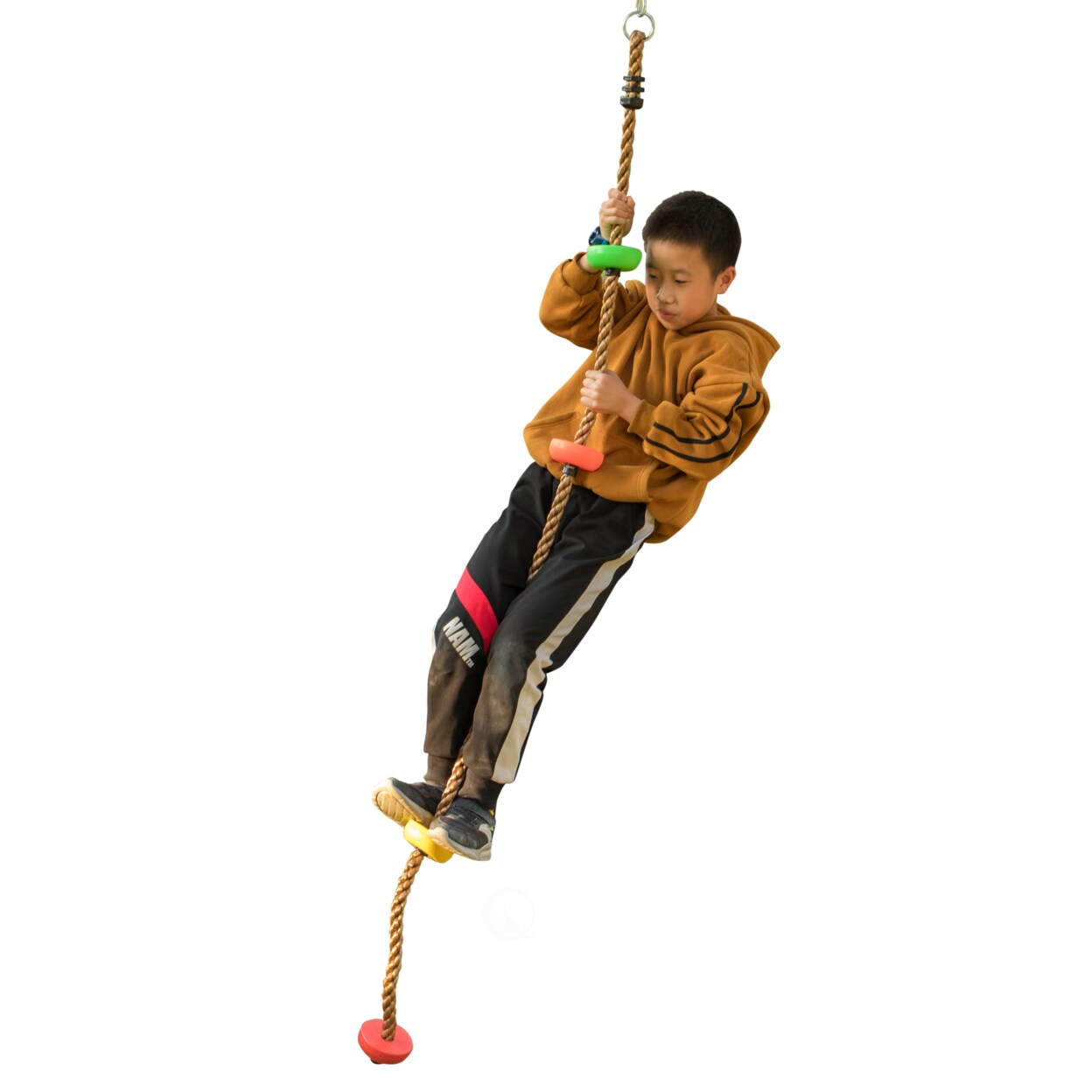 Colorful Climbing Rope With Foot Holder Platforms For Kids Indoor Outdoor 77&#x22;