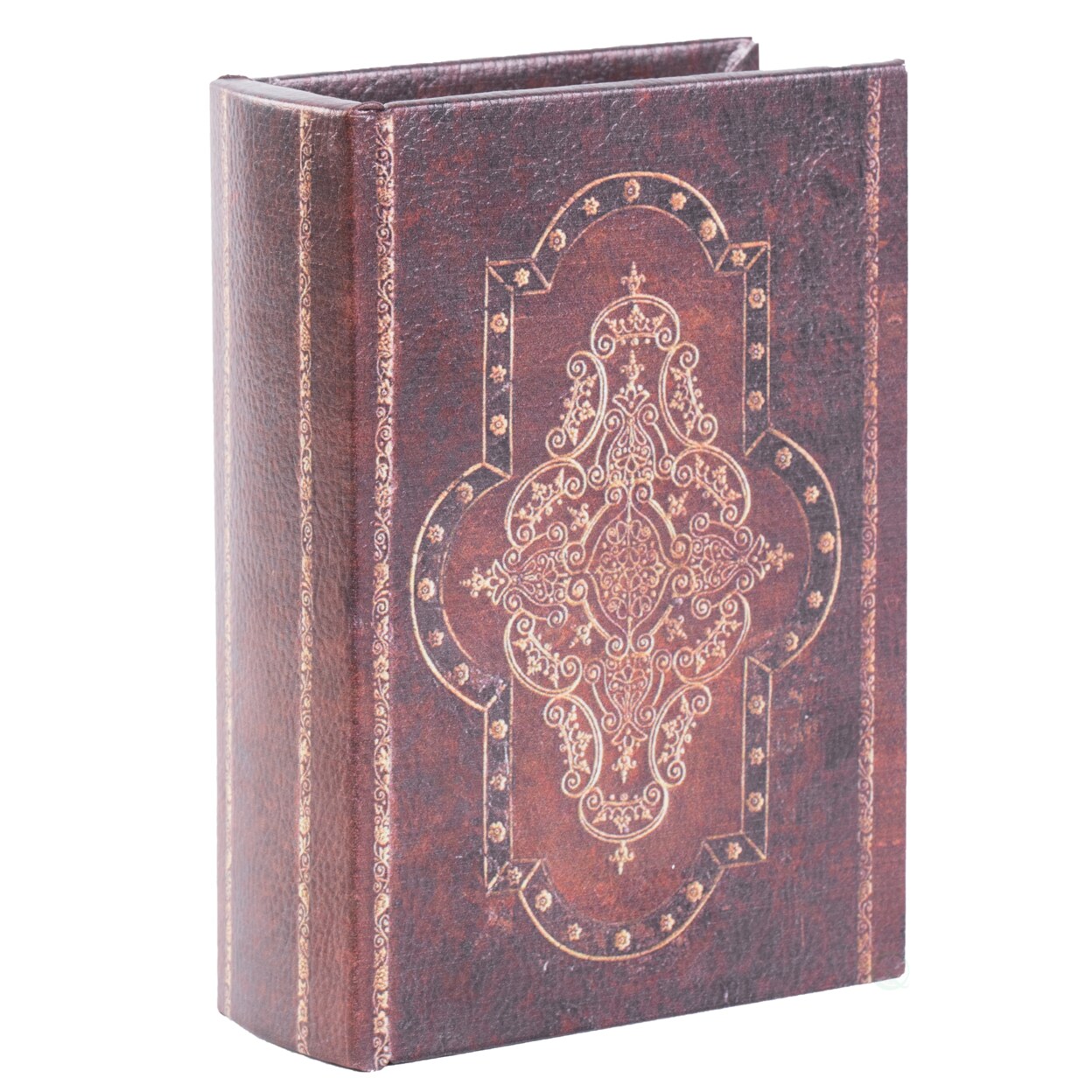Vintage Book Style Decorative Trinket Storage Box Faux Leather Antique Design