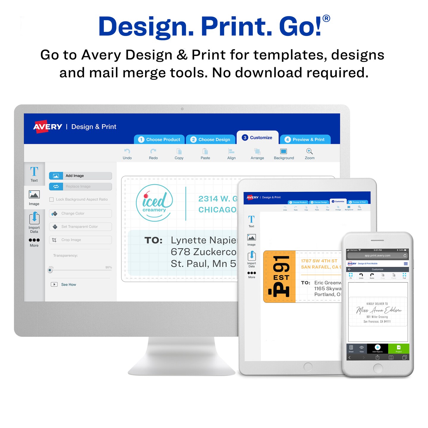 Avery Removable Labels, 4&#x22; x 6&#x22; Blank Labels, Laser/Inkjet Printable Labels, 40 Labels (5454)