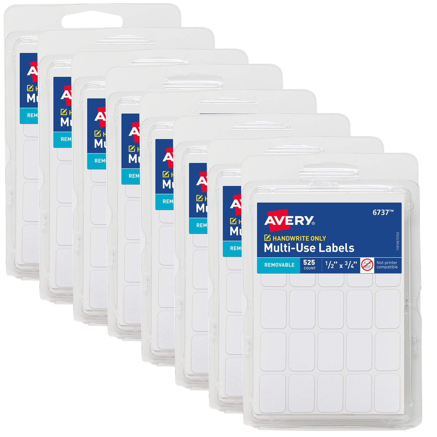 Avery Multi-Use Removable Labels, 1/2" x 3/4", White, Non-Printable, 8 Packs, 4,200 Blank Labels Total (21934)