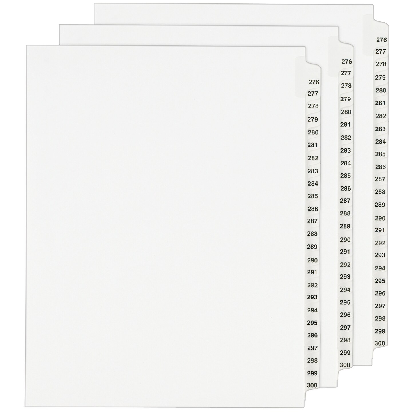 Avery Legal Exhibit Unpunched Dividers for Use with Any Binding System, Collated 276-300, 25 Side Tab Dividers Per Set, Helvetica Bold Type, 3 Sets (21863)