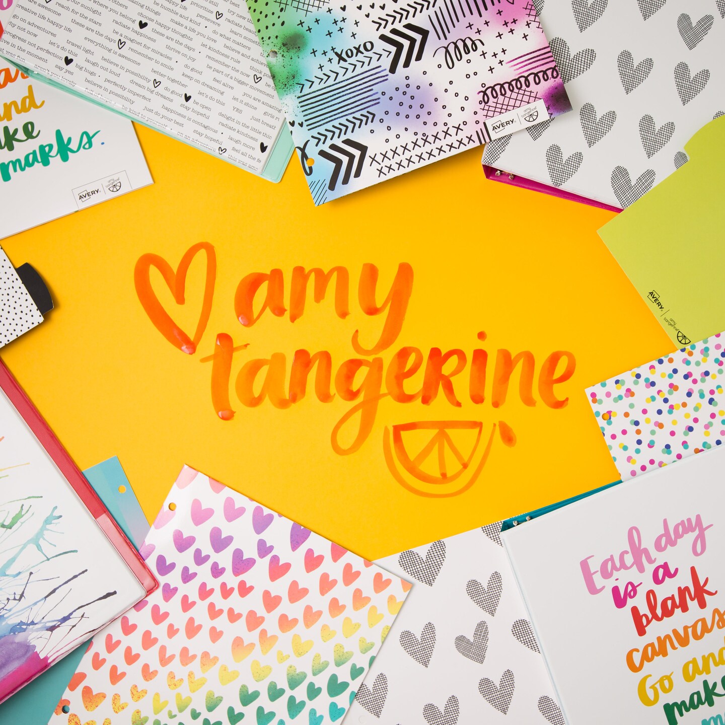 Avery + Amy Tangerine Designer Collection Binder, 1&#x22; Round Rings, 175-Sheet Capacity, Blank Canvas (28323)