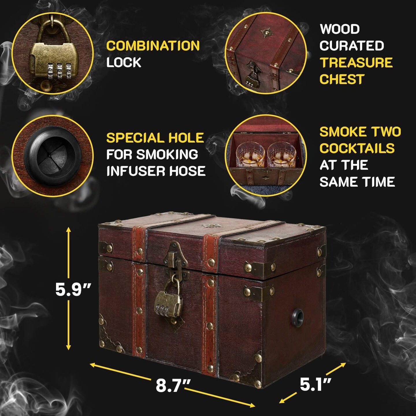 Smoking Gun Wood Smoke Infuser Box Smoking Box for Smoker Machine Cold Smoke for Food and Drinks (Smoking Gun and Accessories NOT INCLUDED)