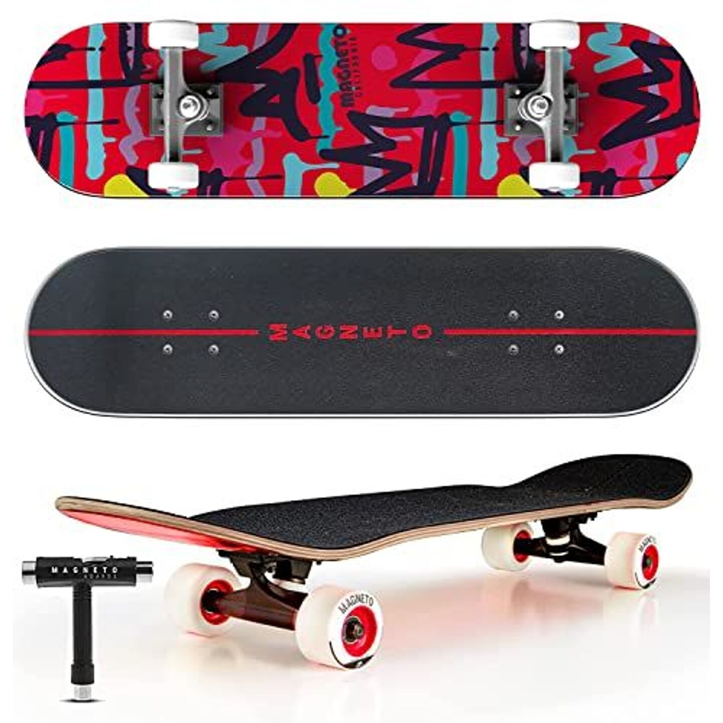 Magneto SUV Skateboards | Fully Assembled Complete 31&#x22; x 8.5&#x22; Standard Size | 7 Layer Canadian Maple Deck | Designed for All Types of Riding Kids Adults Teens Men Women Boys Girls | Free Skate Tool