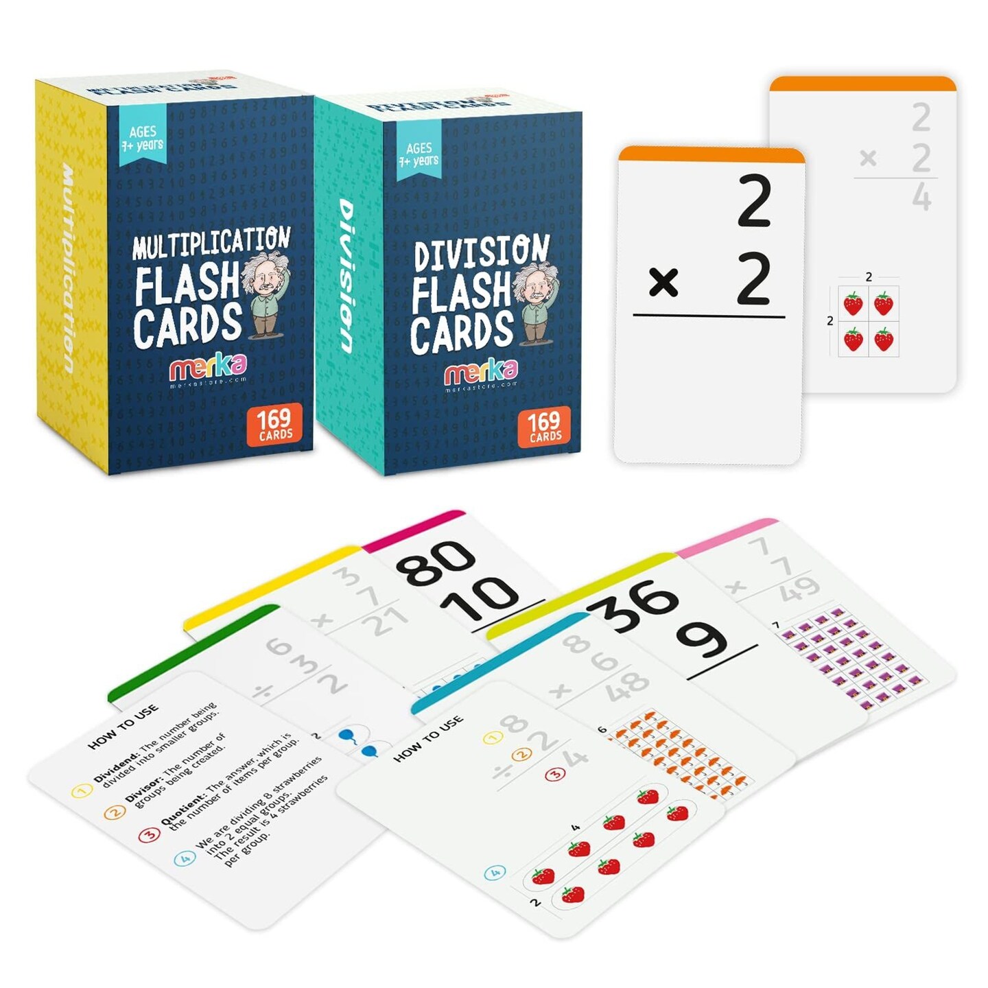 merka Multiplication Flash Cards Math flash Cards Multiplication And Division Flash Cards Multiplication Flashcards 3rd grade 2 Sets With 169 Cards Each