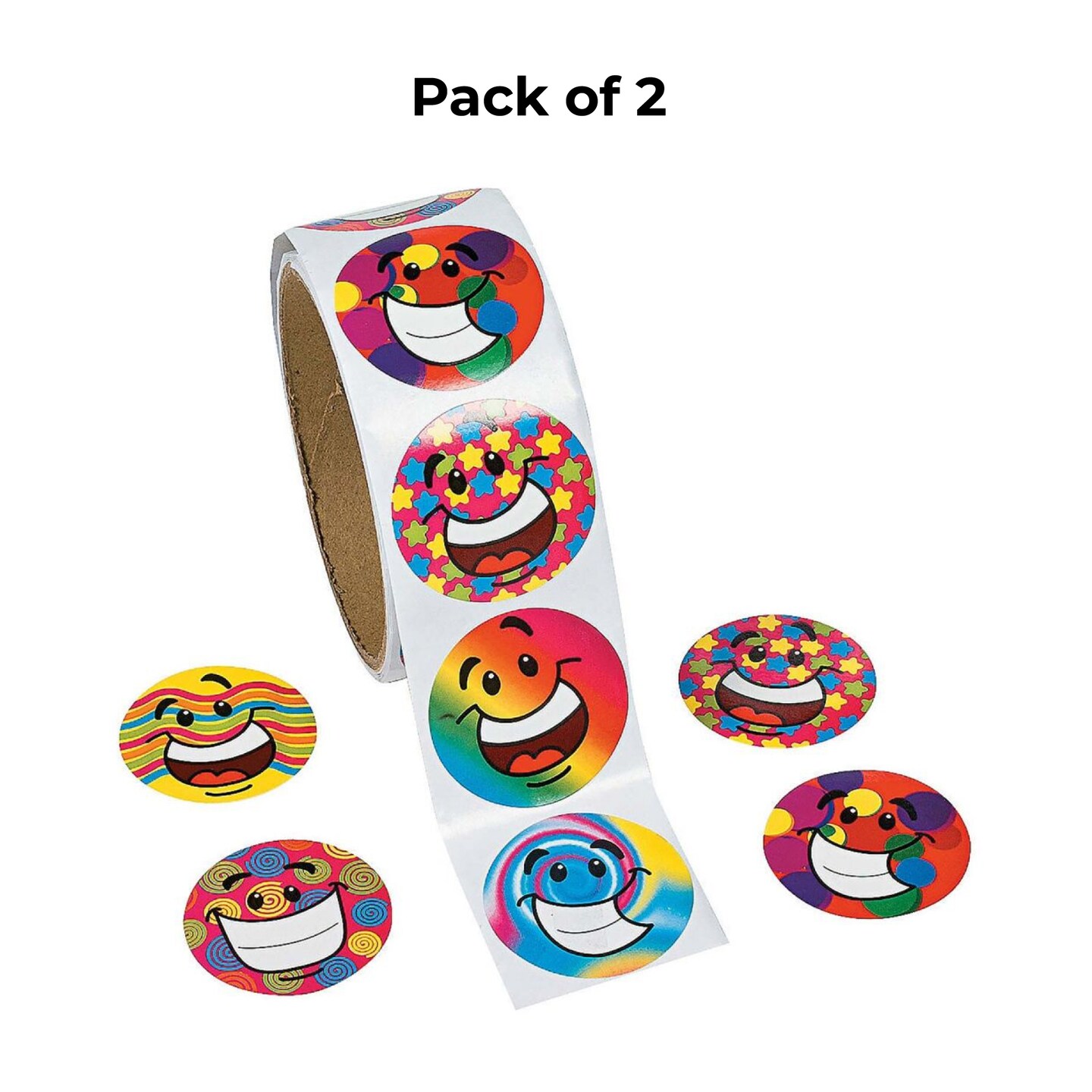 Smiley Stickers Roll - Spreads Happiness - 100 Stickers Per Roll, 1 1/2 Inches | MINA&#xAE;