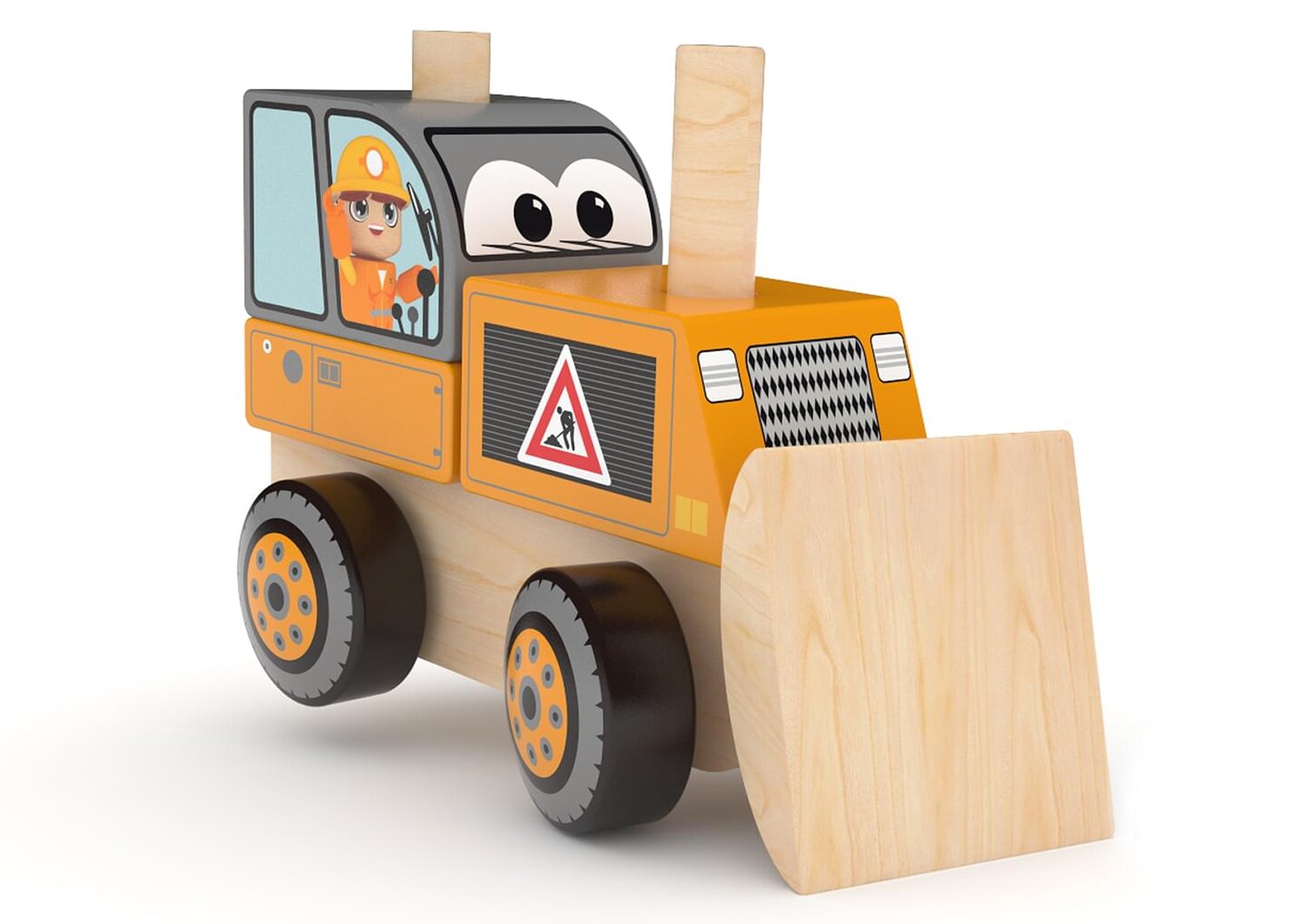 J&#x27;adore Bulldozer Wooden Stacking Toy