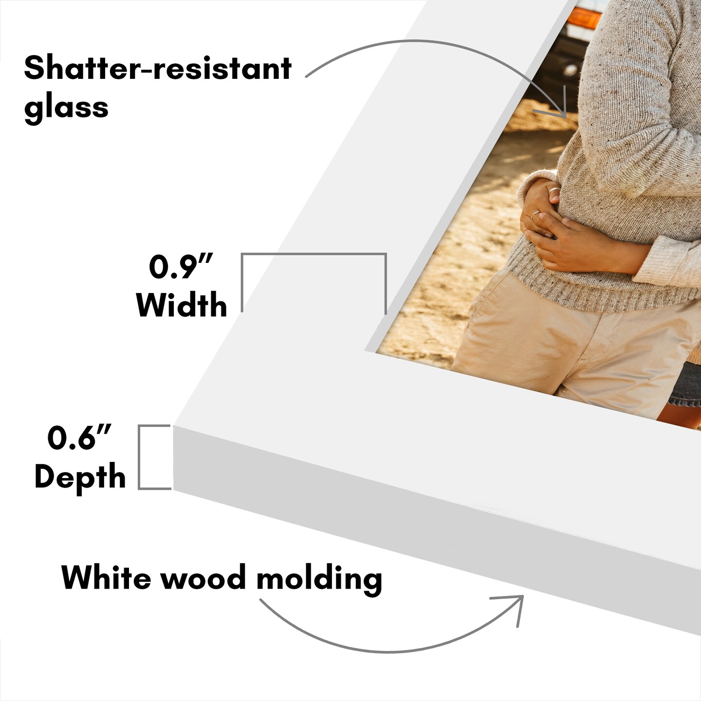 Americanflat Tri-Folding Picture Frame - Displays Two Photos at Once - Double Hinged Picture Frame - Shatter Resistant Glass - Tabletop Display Picture Frame - Black