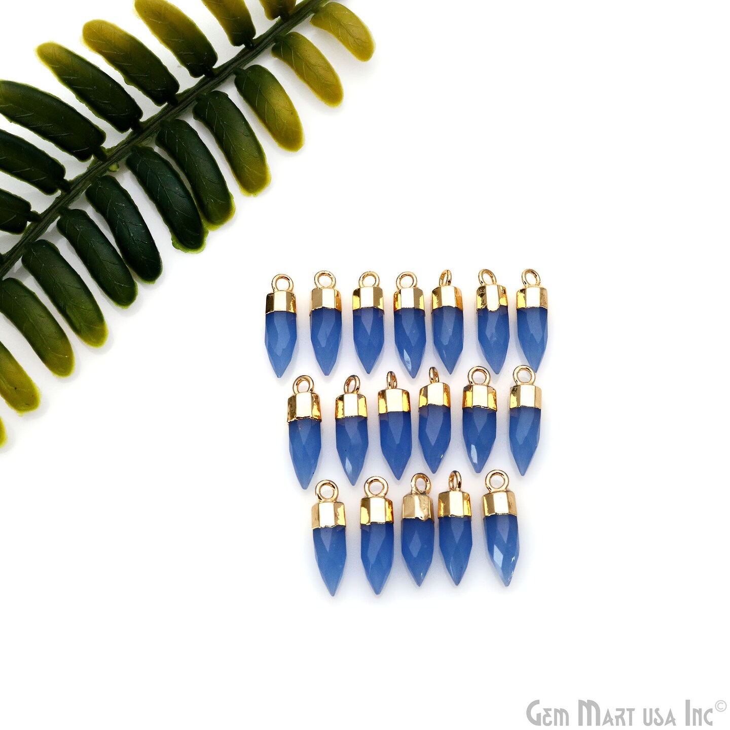 Bullet Shape Gemstone Connector, 17x5mm Bullet Spike Point, Gemstone Charm, Gold Electroplated Necklace Pendant, GemMartUSA (50102)
