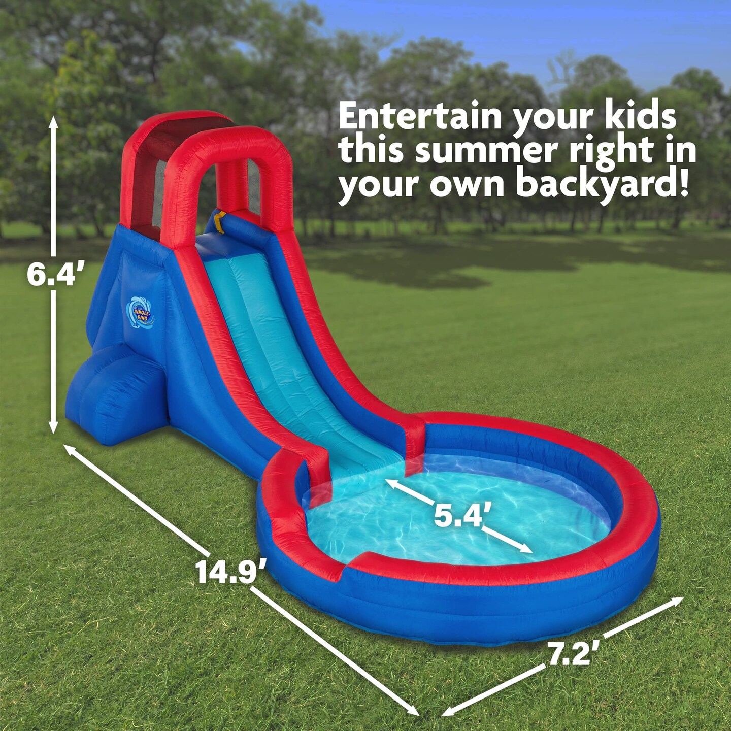 Sunny & Fun Inflatable Water Slide & Water Slides for Kids Backyard with Air Pump & Carrying Case