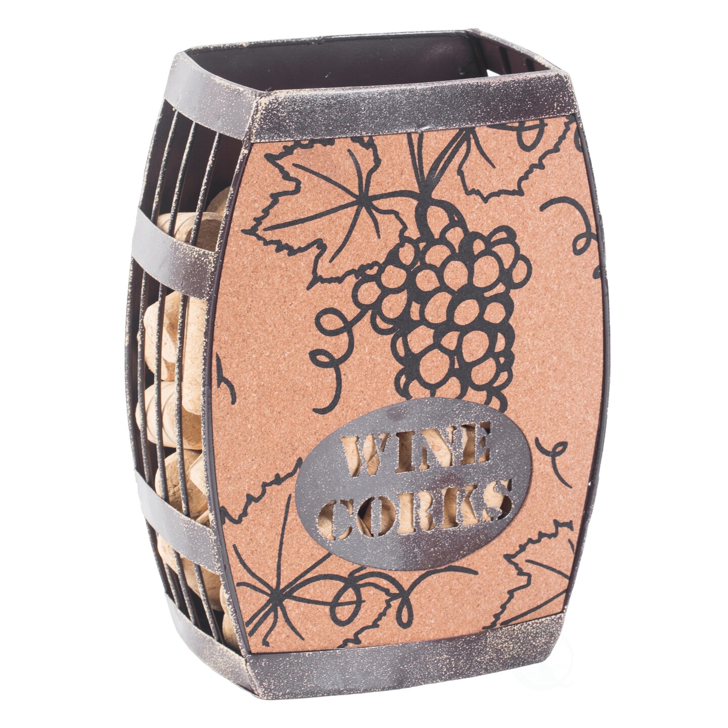 Vintage Metal Barrel Tabletop Wine Cork Holder Durable Decorative Centerpiece