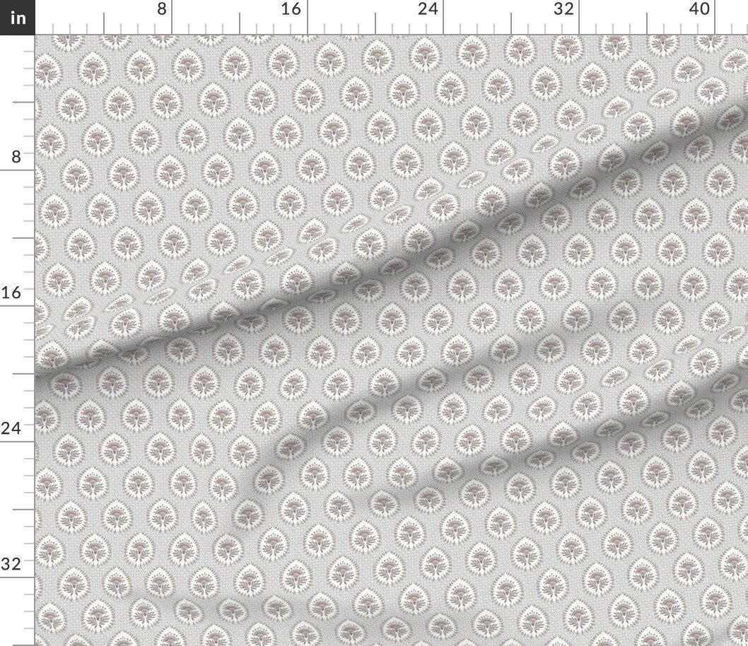 Petal Signature Cotton by the Yard or Fat Quarter Grey Paisley Leaf ...