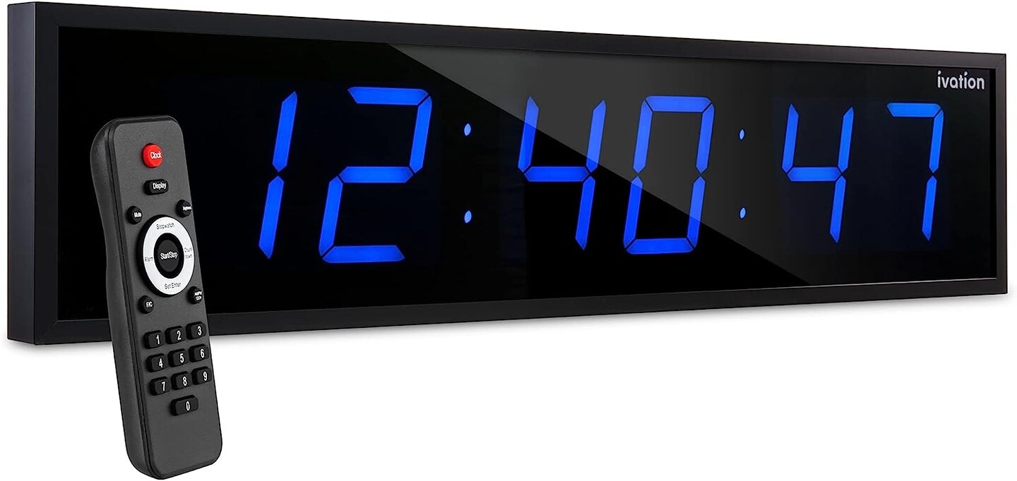 Ivation Huge 48" inch Digital LED Clock with Stopwatch, Alarms, Timer & Temp