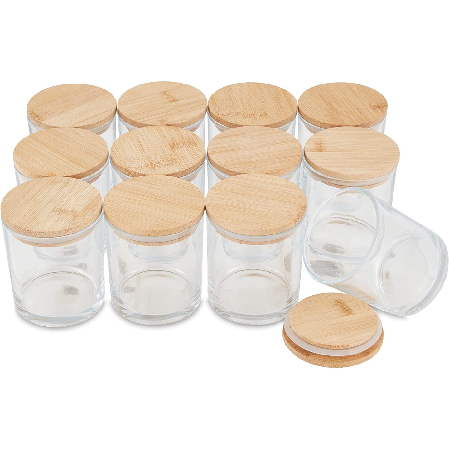 Pavelle 12 Pack Glass Candle Jars, 10 oz Empty Candle Jars with Bamboo Lids for Candle Making & Candle Storage