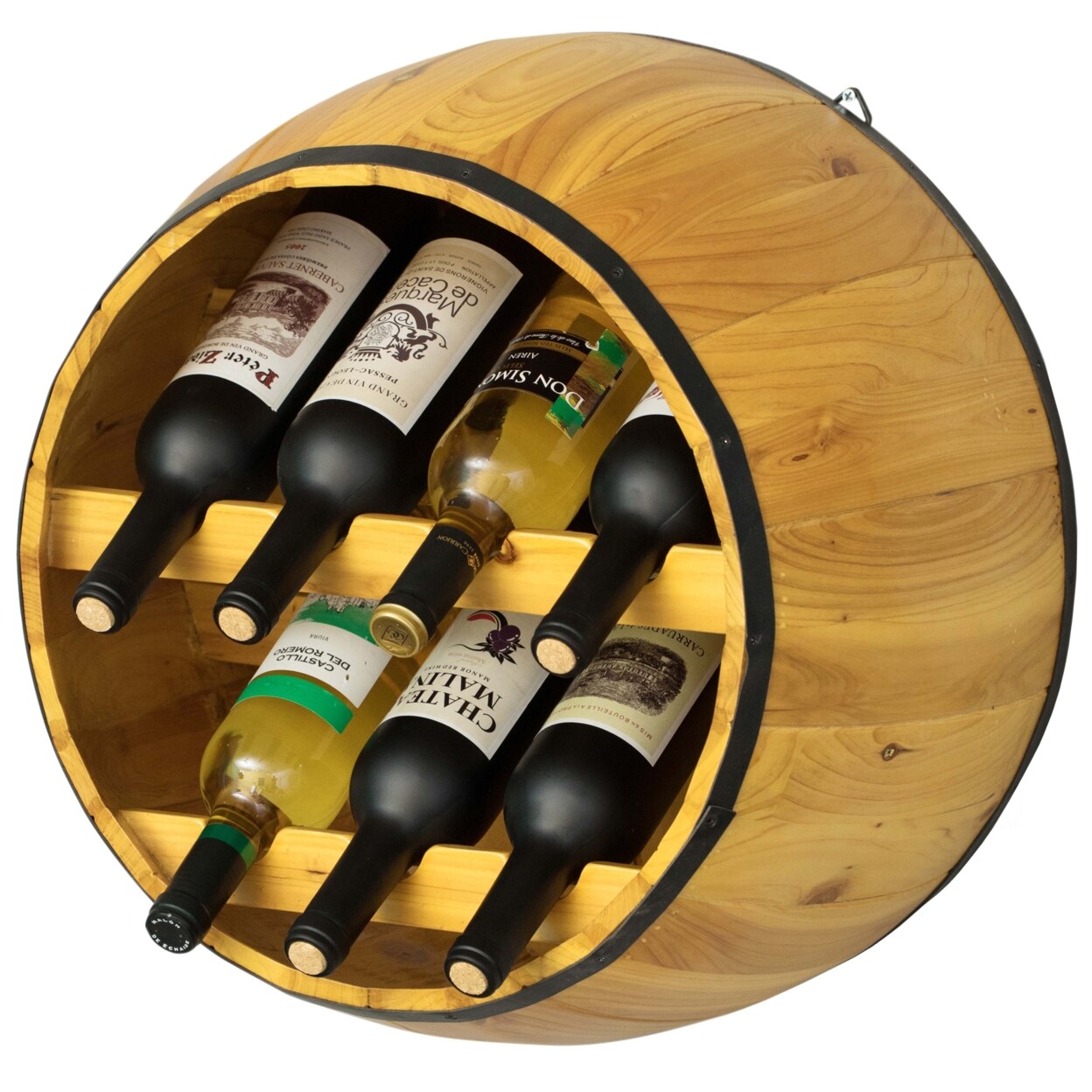 Vintiquewise Wooden Hanging Wine Barrel Wine Rack