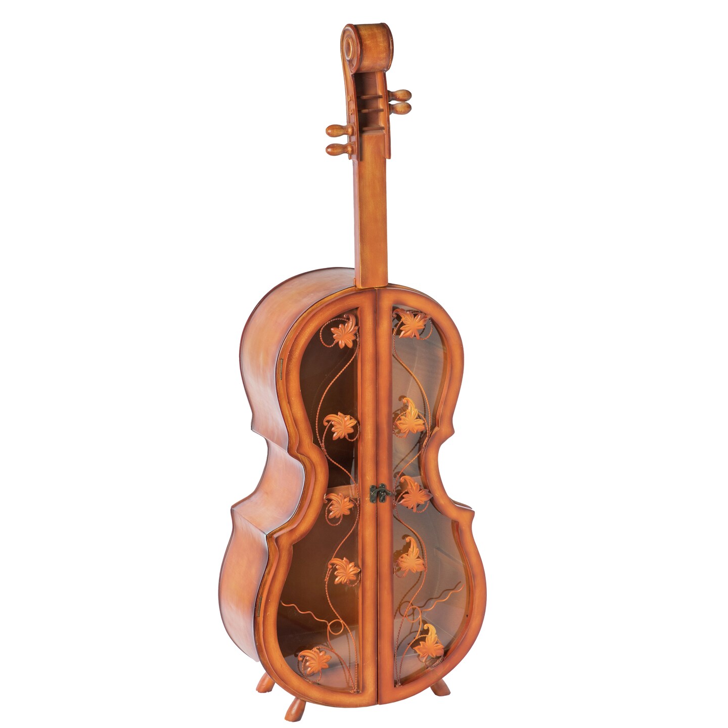 Vintiquewise 4.5 Feet Tall Violin Shaped Cabinet With 2 Shelf and Acrylic Clear Double Door