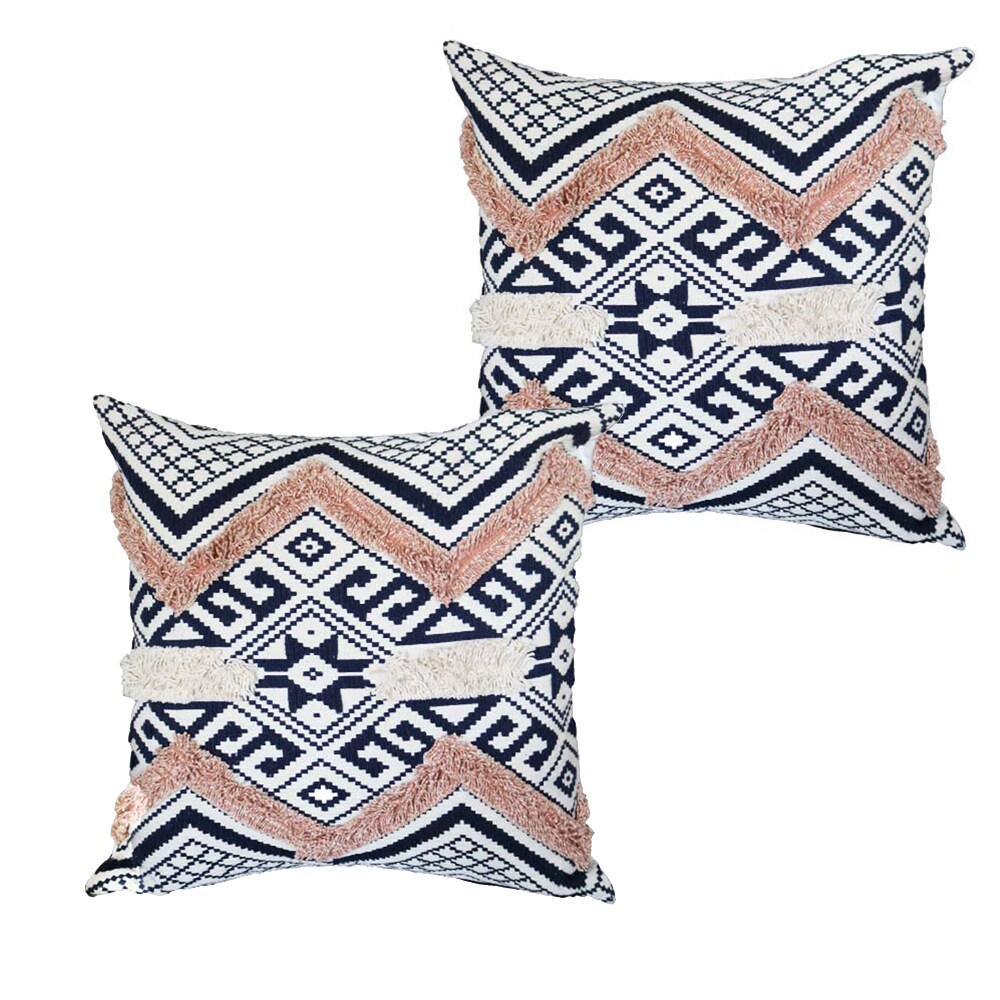 18 x 18 Jacquard Square Decorative Cotton Accent Throw Pillow with