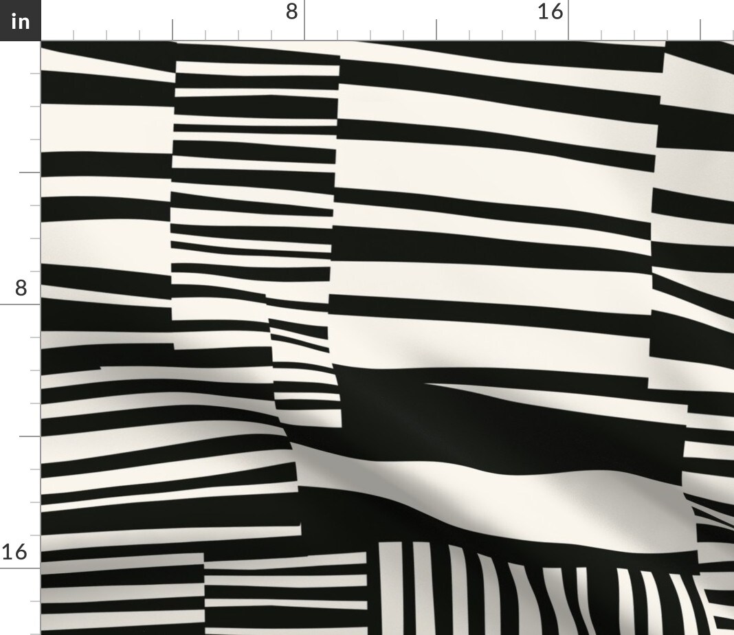 Monochrome Stripe Bold 60S Black And White Pop Art Large Print Custom Printed Fabric by Spoonflower Various Fabrics by the Yard or Fat Quarter