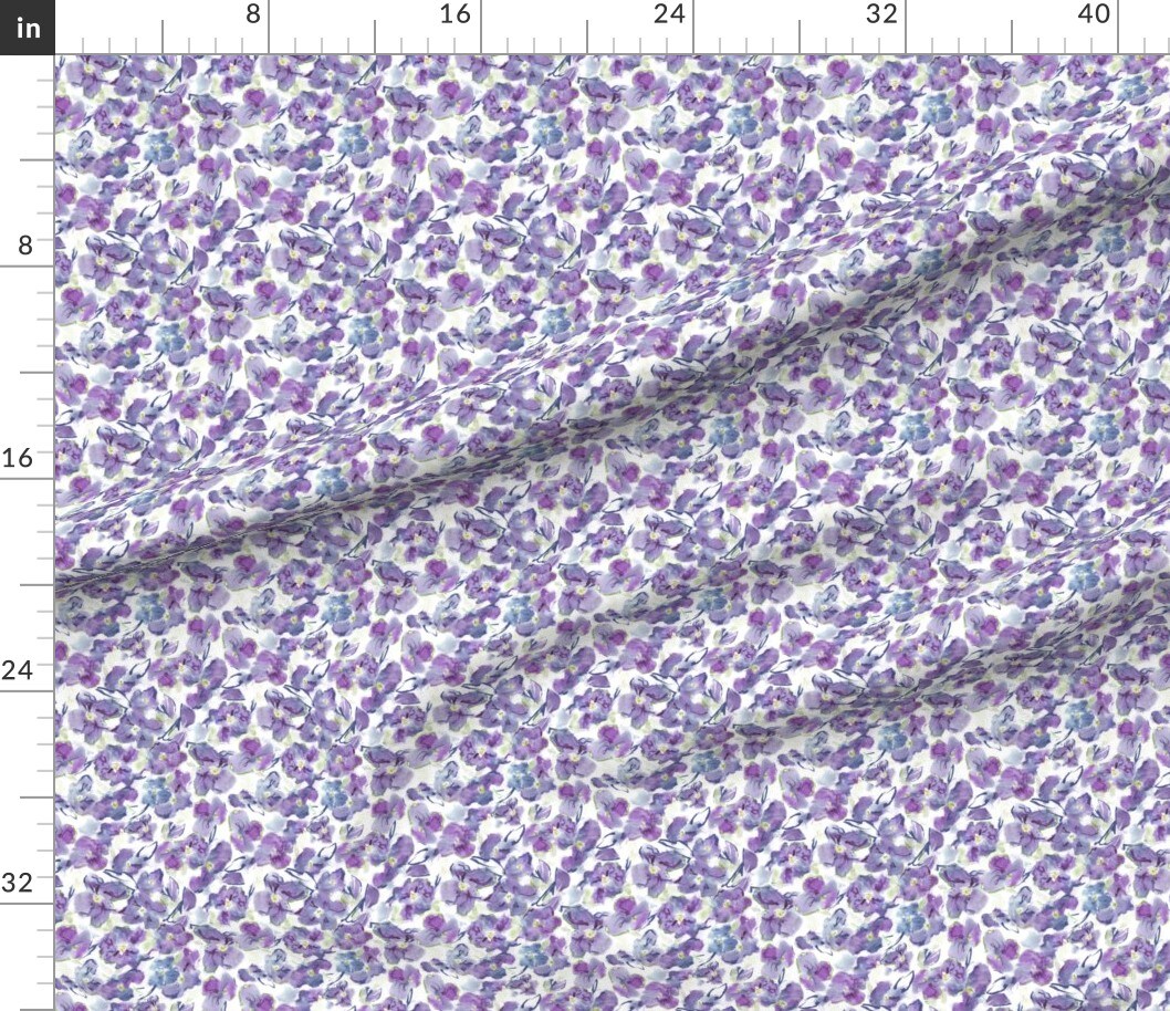 Abstract Floral Watercolor Flowers Ink Painted Nature Botanical Custom Printed Fabric by Spoonflower Various Fabrics by the Yard or Fat Quarter