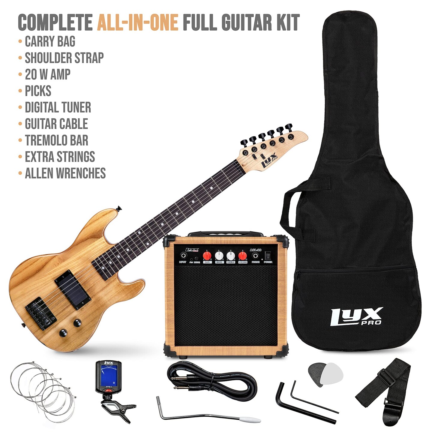 LyxPro 30&#x22; Stratocaster Electric Guitar Beginner Kit - Blue