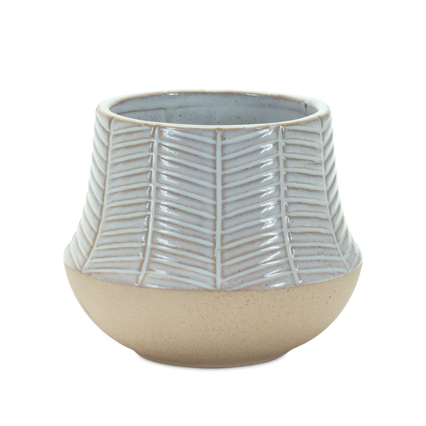 Melrose Set of 4 Brown and Gray Half Glazed Porcelain Planter Pots 5&#x22;