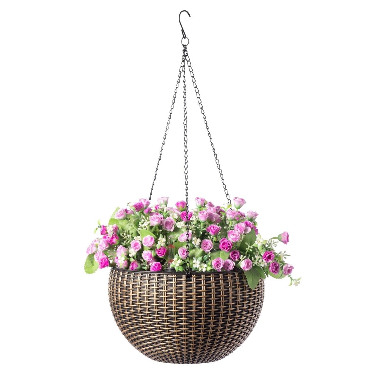 Self-Watering Bronze Hanging Basket Planter 10In Durable Plastic With Drainage Plug