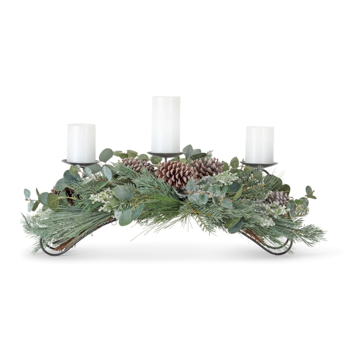 Melrose Pine and Eucalyptus Christmas Candle Holder Centerpiece - 31"