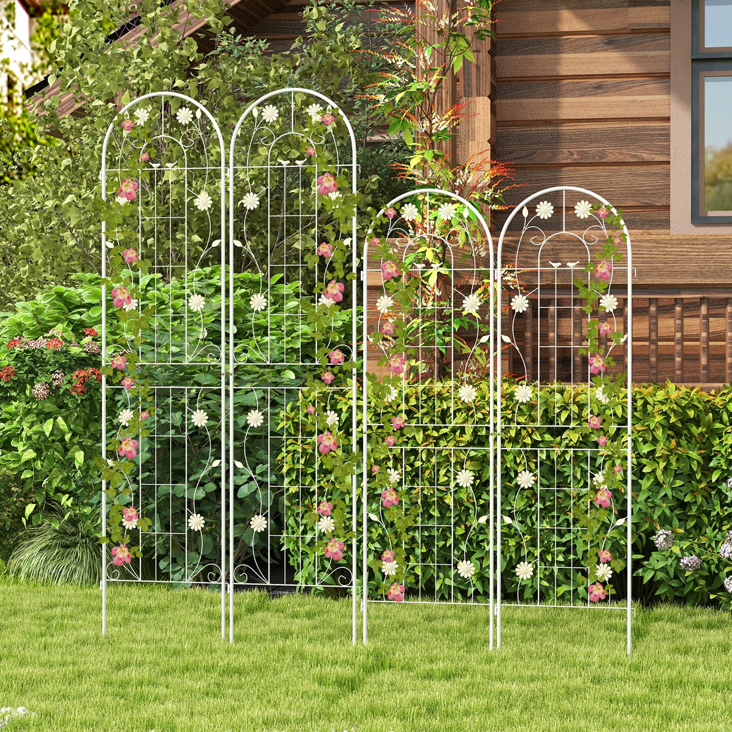 2 Pack 86.5 X 20 Inches Metal Garden Trellis For Climbing Plants
