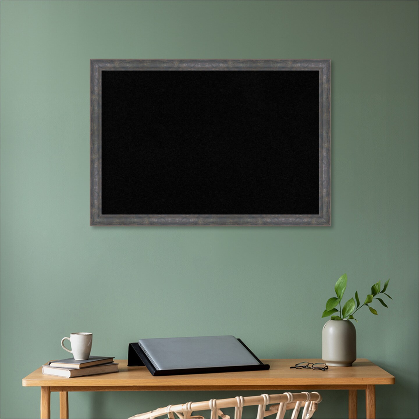 Angled Wood Framed Corkboard, Black Cork
