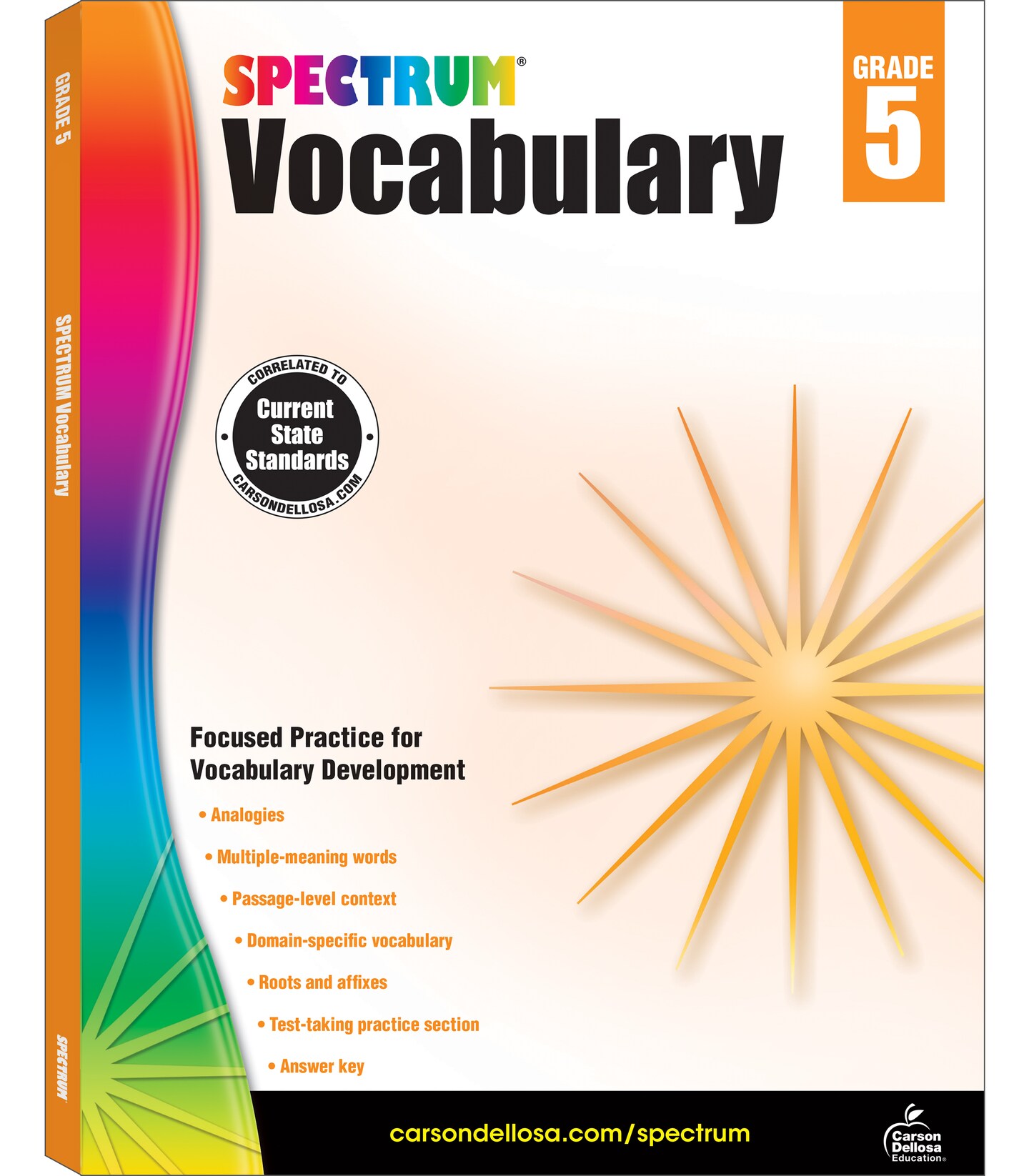 Spectrum 5th Grade Vocabulary Workbooks, Ages 10 to 11, Grade 5 Vocabulary, Reading Comprehension Context Clues, Vocabulary Analogies, Multiple-Meaning Words, Roots and Affixes - 160 Pages