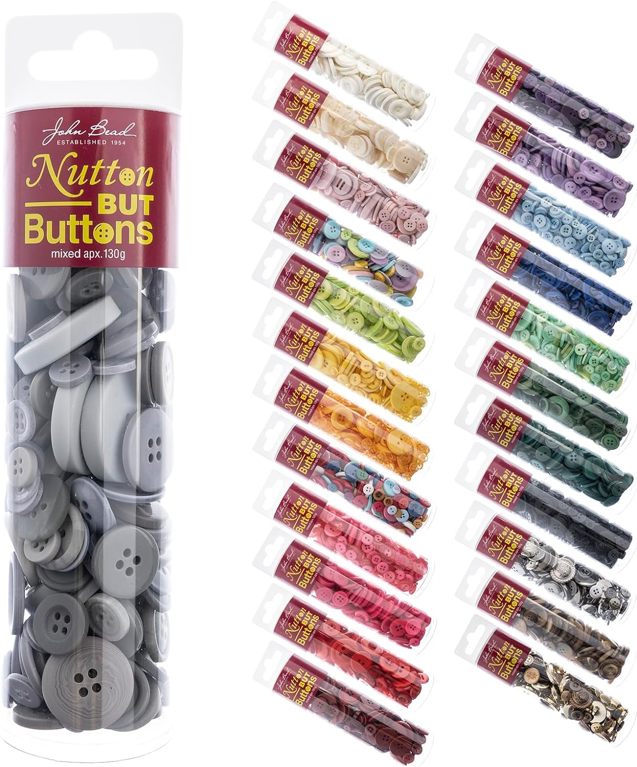 John Bead Nutton But Buttons Assorted Mixed Sizes, 130g
