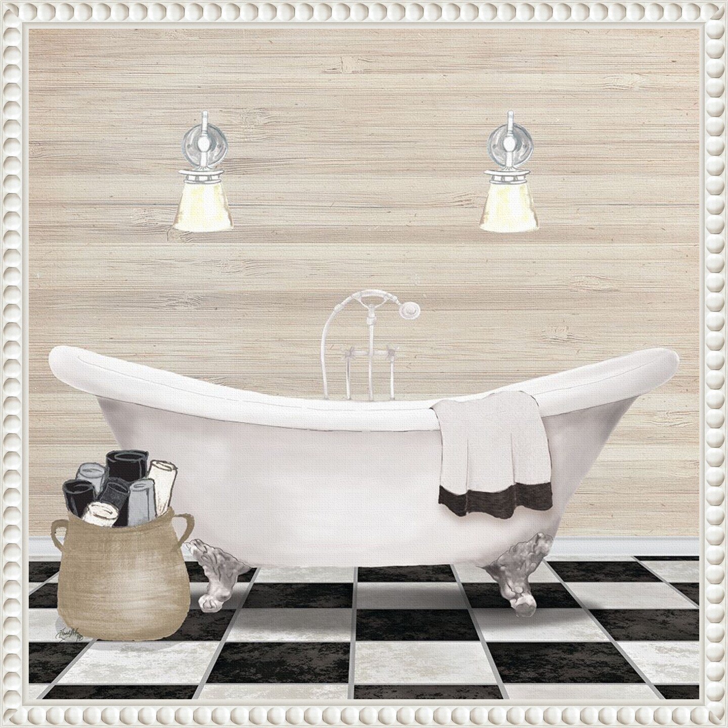 Bathroom I by Elizabeth Medley Framed Canvas Wall Art