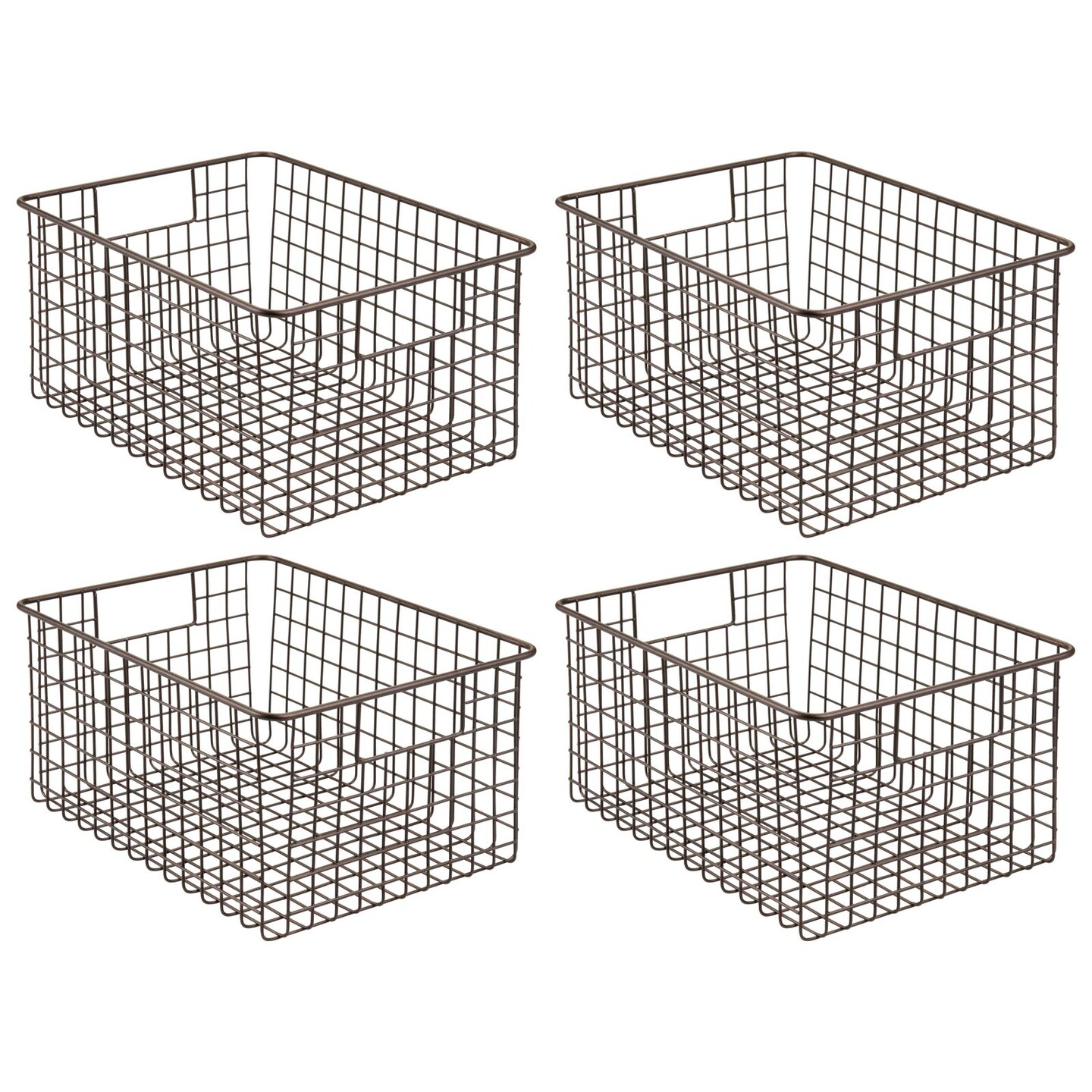 mDesign Metal Wire Food Organizer Basket with Built-In Handles - 12 x 9 x 6