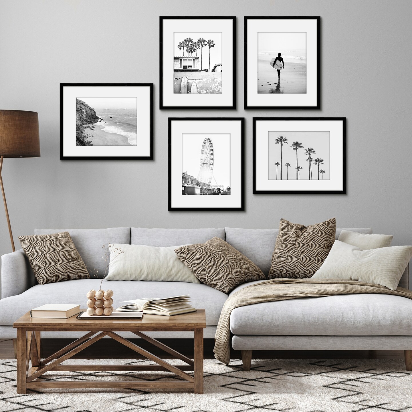 Americanflat Picture Frame Set with Mat - Set of 5 - Photo Frame Set of Five for Wall Display - Plexiglass Cover - Hanging Hardware