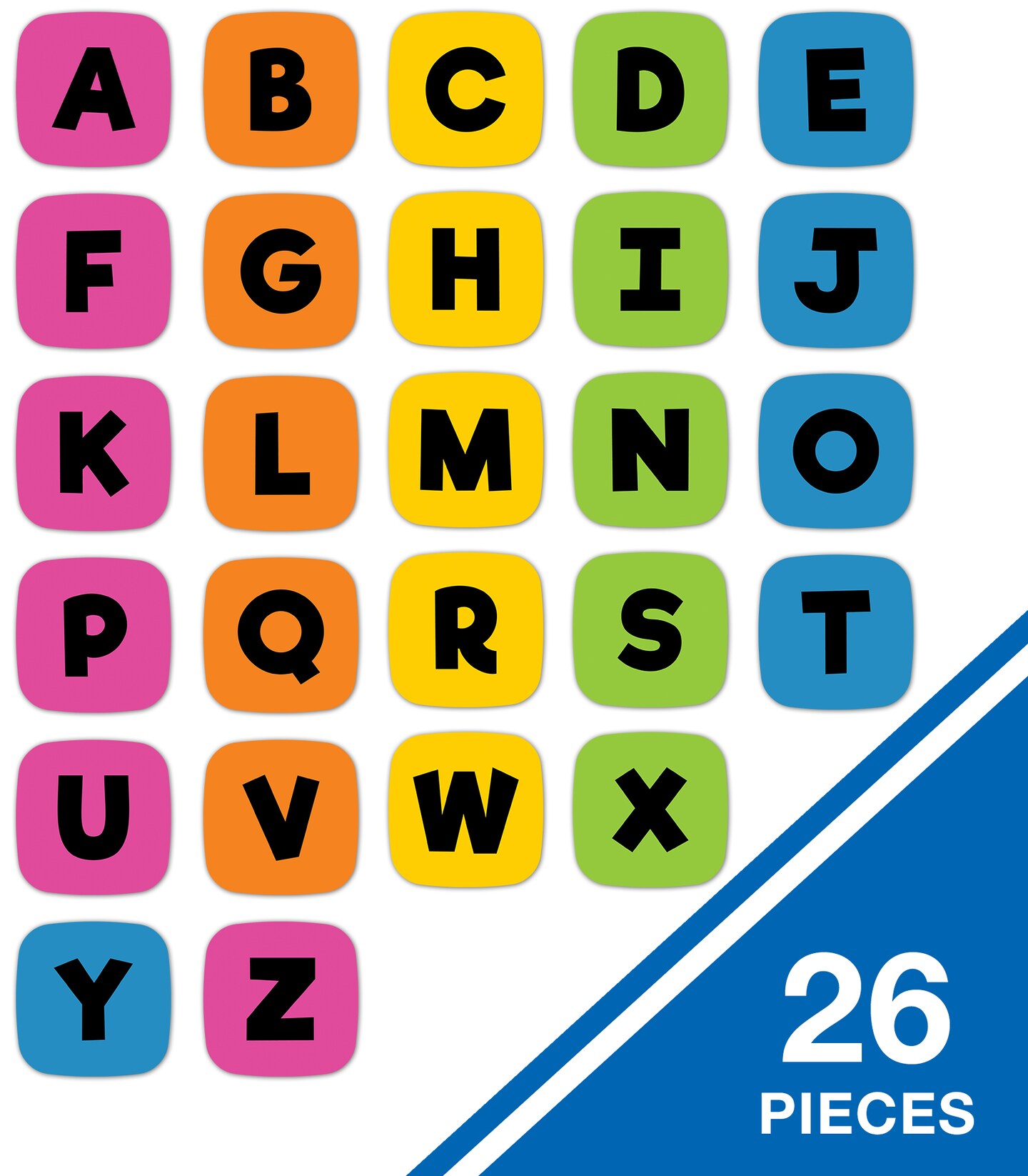 Carson Dellosa 26-Piece Dry Erase Alphabet Edu-Clings Set, 3.5" Silicone abc Letter Manipulatives, Kindergarten and Preschool Learning Activities and Phonics Games