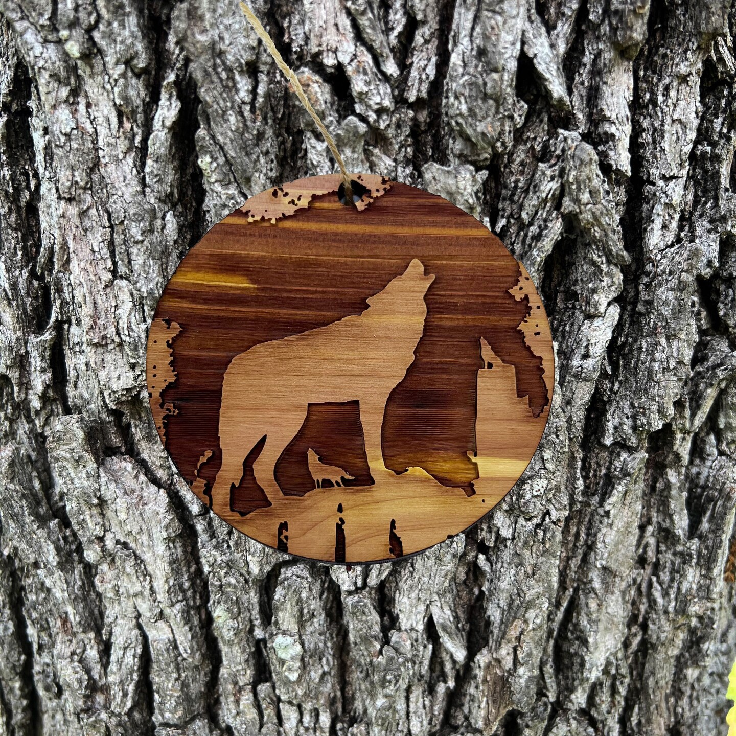 Mountain Wolves - Cedar Ornament Mountain Wolves - Cedar Ornament