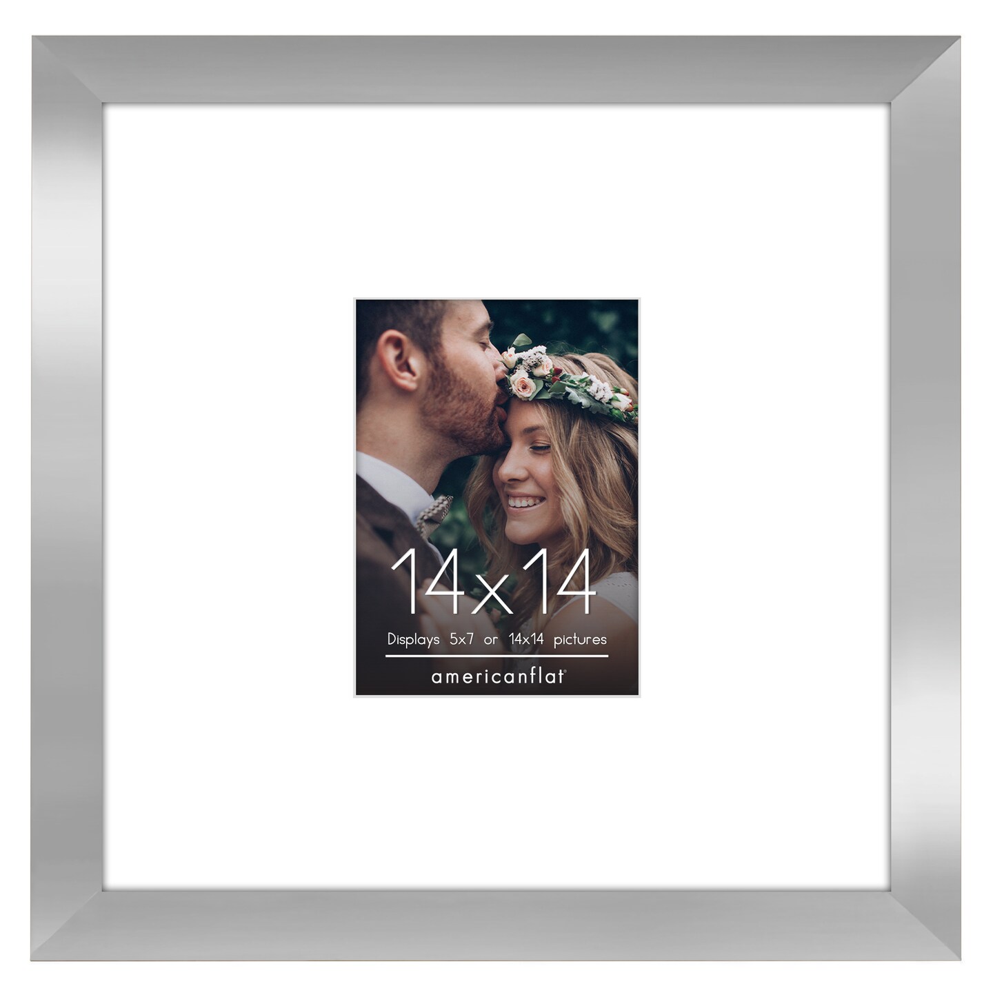 Americanflat 14x14 Wedding Signature Picture Frame - 5x7 with Mat or 14x14 without Mat - Signature Frame for Celebrations - Shatter Resistant Glass - Hanging Hardware